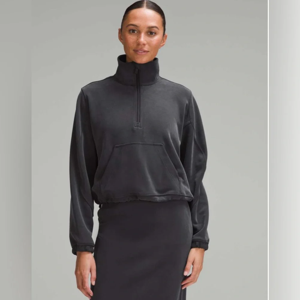 Lululemon Brushed Softstreme Half Zip size 2 $118 retail black - Picture 2 of 8